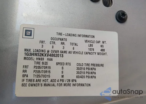 1997 Oldsmobile Eighty-Eight z USA, uszkodzony, nr VIN 1G3HN52KXV4862013